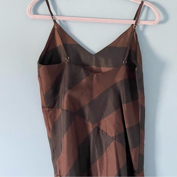 New! Cynthia Rowley Olivia striped slip midi Dress black brown nwt 13891 - Picture 7 of 11
